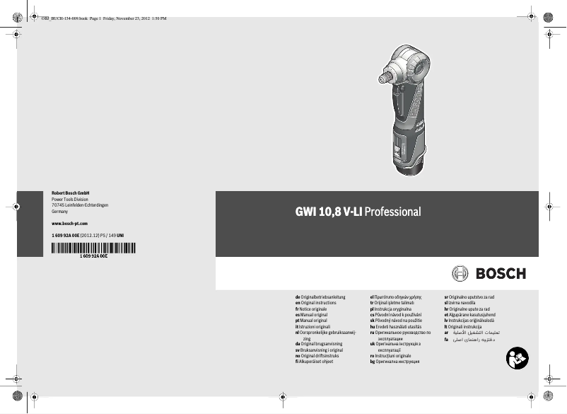 Image de la première page du manuel de l'appareil GWI 10.8 V-LI