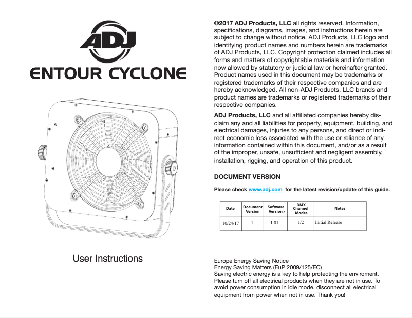 Página 1 del manual Manual de usuario American DJ Entour Cyclone