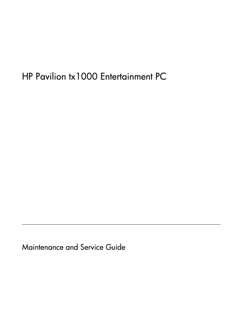 Page 1 de la notice Manuel utilisateur HP Pavilion tx1000