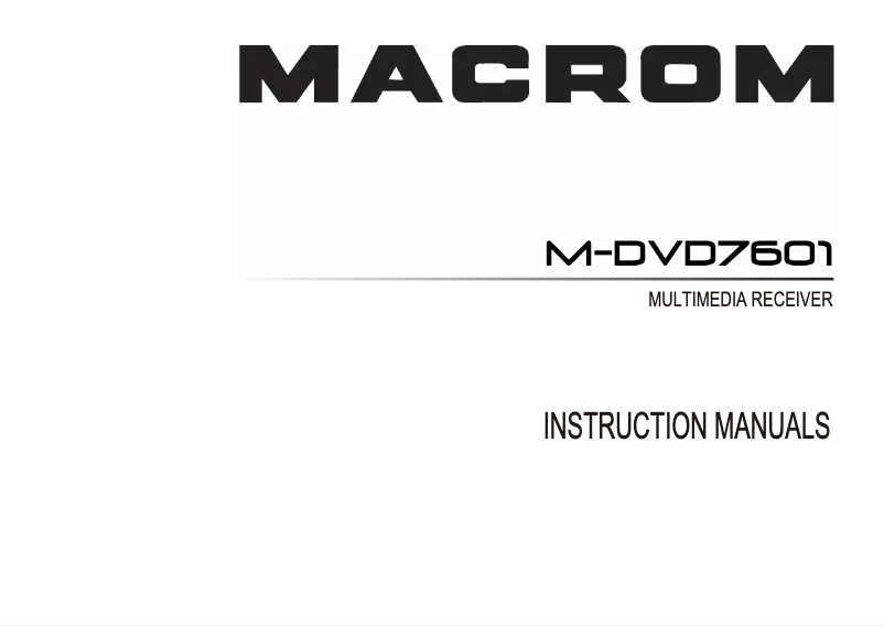 Page n°1 - Manuel utilisateur Macrom M-DVD7601R