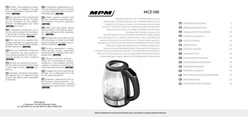 Page 1 de la notice Manuel utilisateur MPM MCZ-100