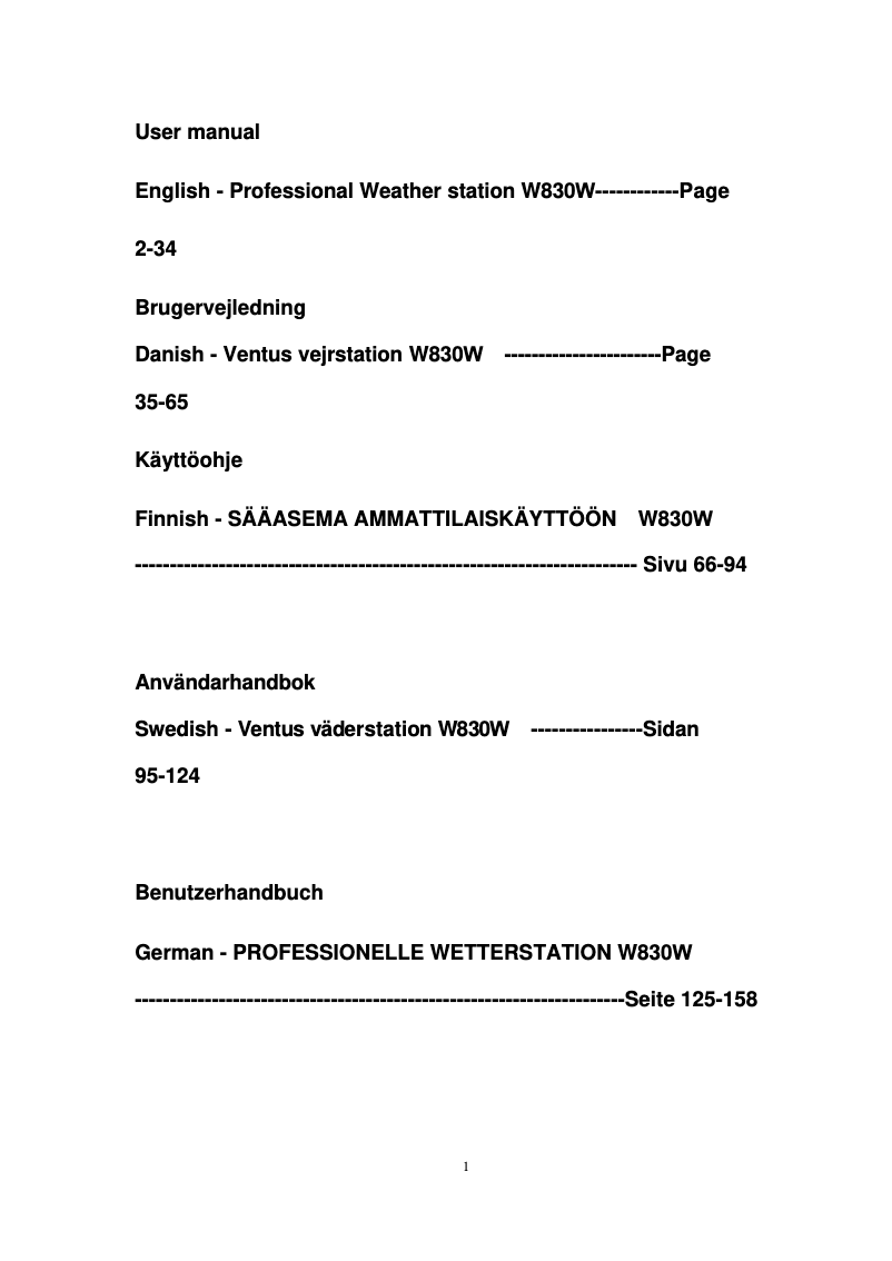 Image de la première page du manuel de l'appareil W830W