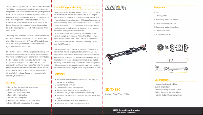 Page n°1 - Manuel utilisateur Sevenoak SK-TXS80