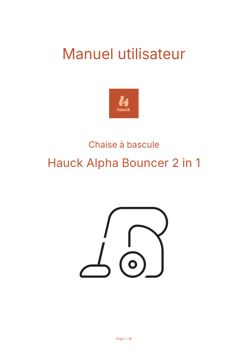 Page n°1 - Manuel utilisateur Hauck Alpha Bouncer 2 in 1