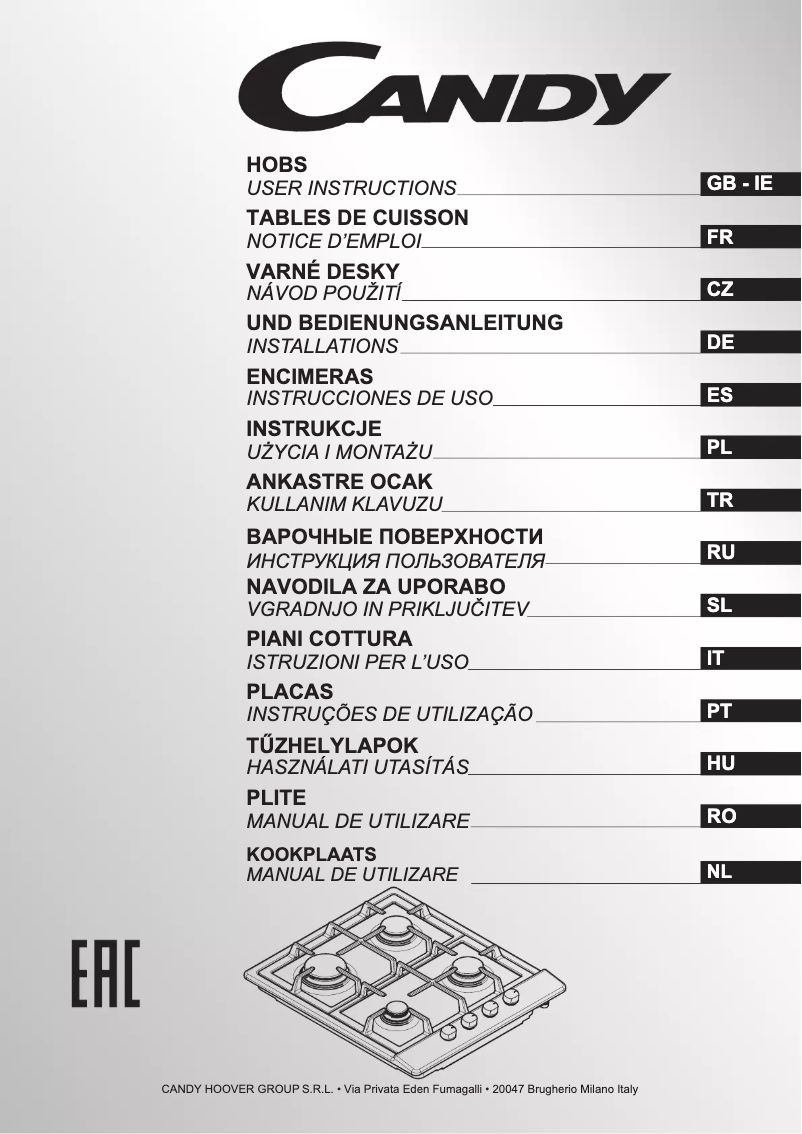 Page 1 de la notice Manuel utilisateur Candy CLG64SPX