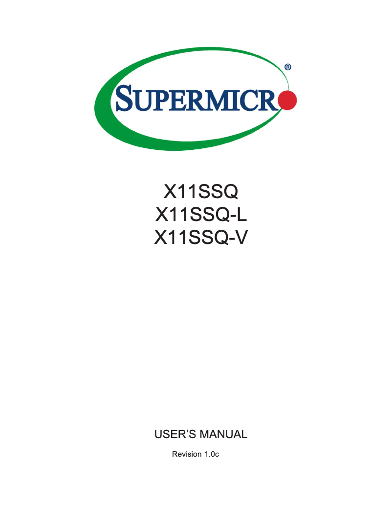 Page n°1 - Manuel utilisateur Supermicro X11SSQ-L