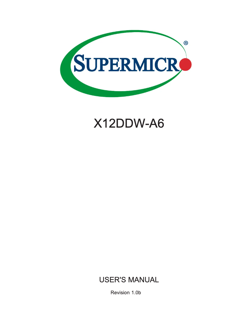 Page 1 de la notice Manuel utilisateur Supermicro X12DDW-A6