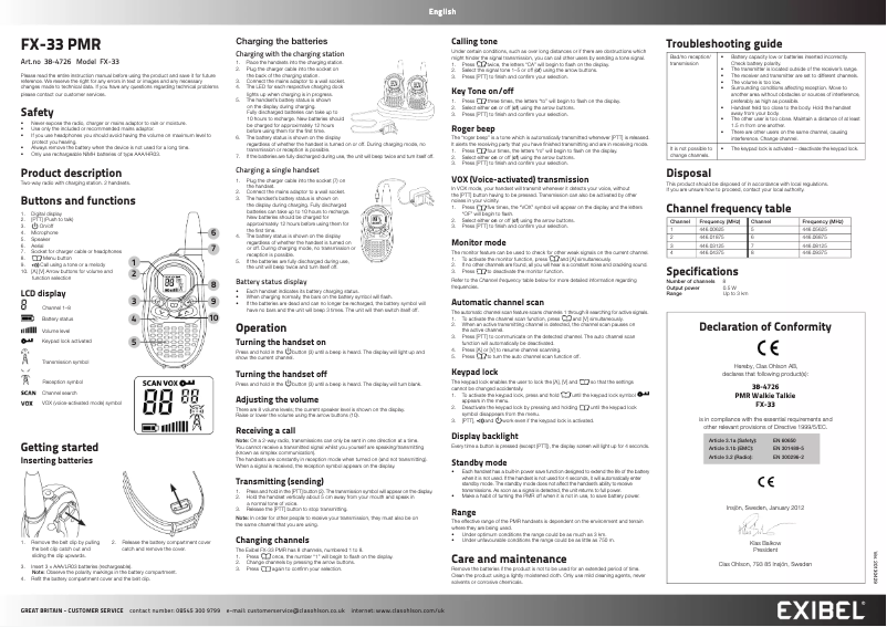 Page n°1 - Manuel utilisateur Exibel FX-33