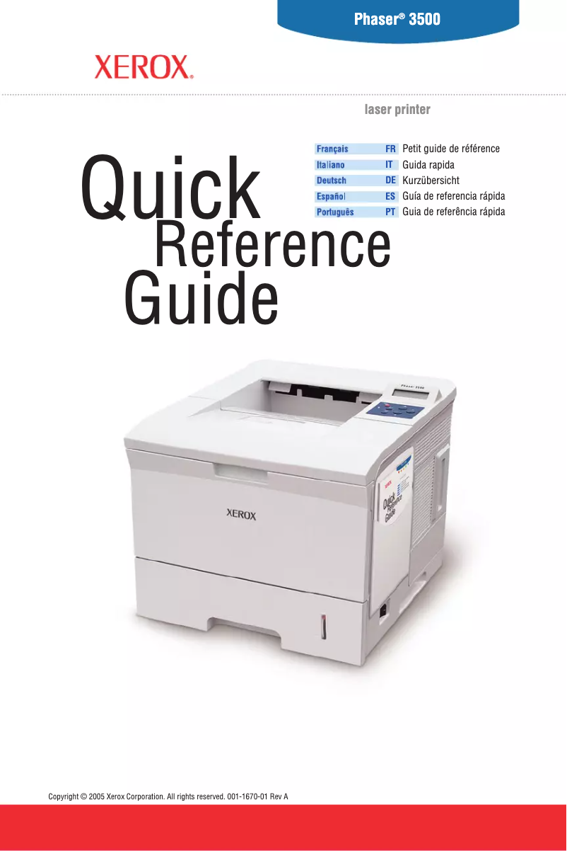 Page 1 de la notice Manuel utilisateur Xerox Phaser 3500