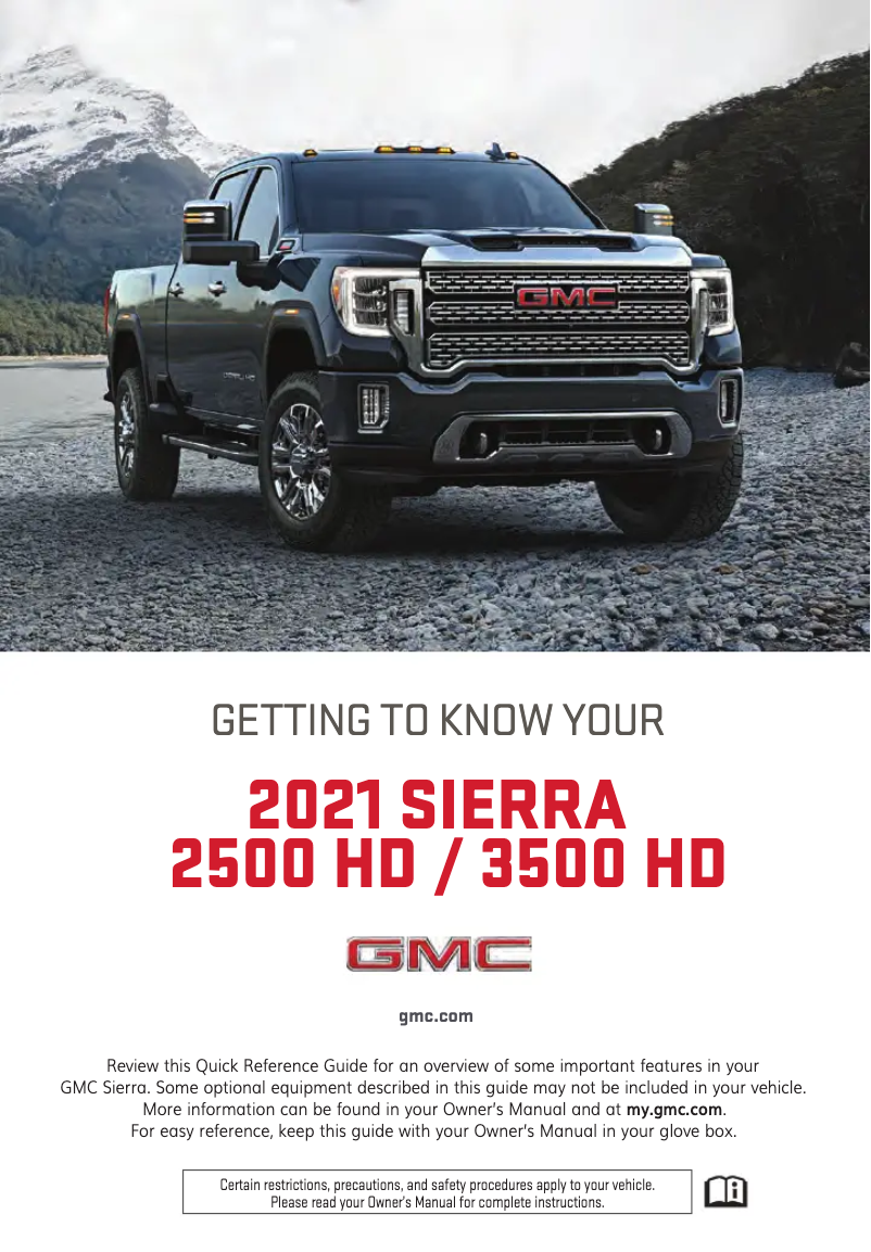Page 1 de la notice Guide de démarrage rapide GMC Sierra HD (2021)