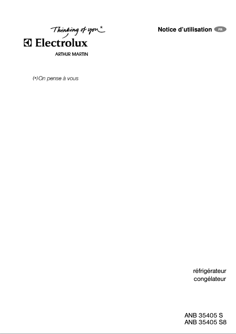 Page n°1 - Manuel utilisateur Arthur Martin-Electrolux ANB35405S8