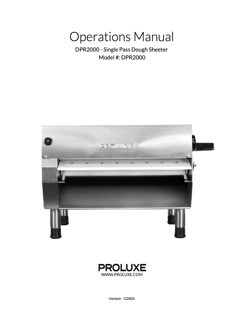 Page n°1 - Manuel utilisateur Proluxe DPR2000