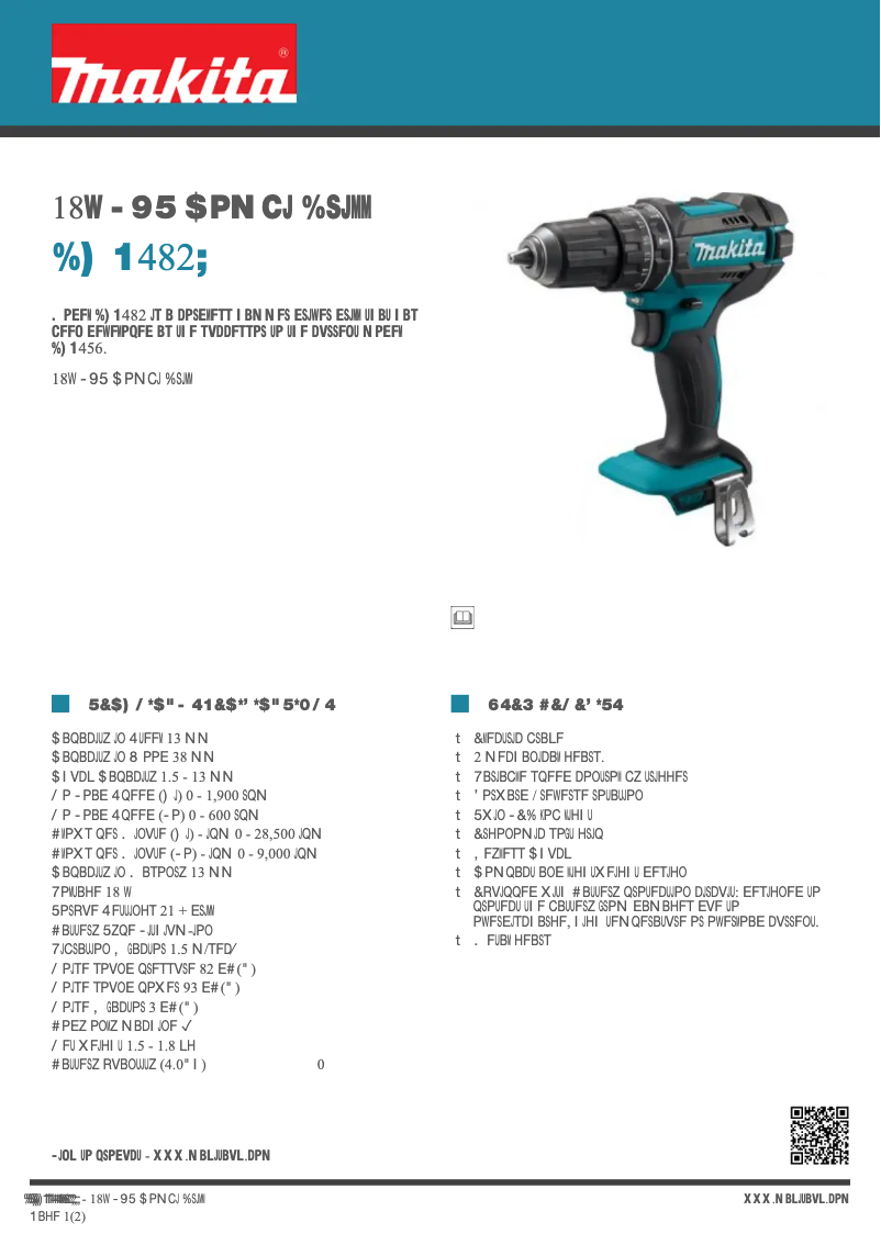 Page n°1 - Fiche technique Makita DHP482Z