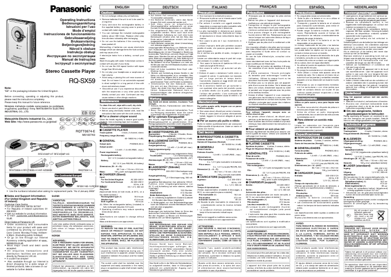 Página 1 del manual Manual de usuario Panasonic RQ-SX59