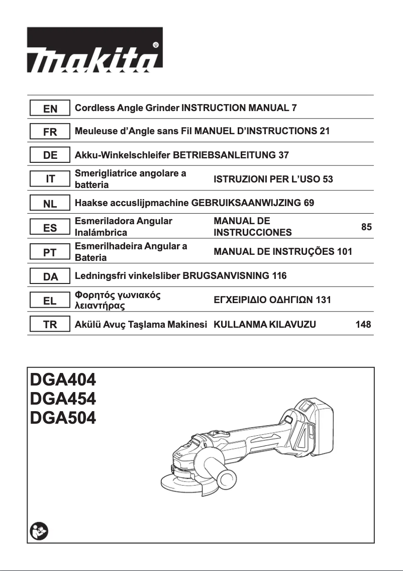Page 1 de la notice Manuel utilisateur Makita DGA504RMJ
