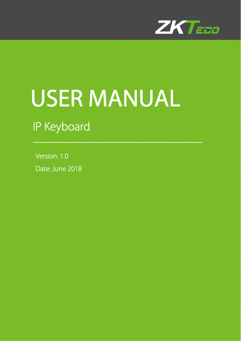 Page 1 de la notice Manuel utilisateur ZKTeco KB 200