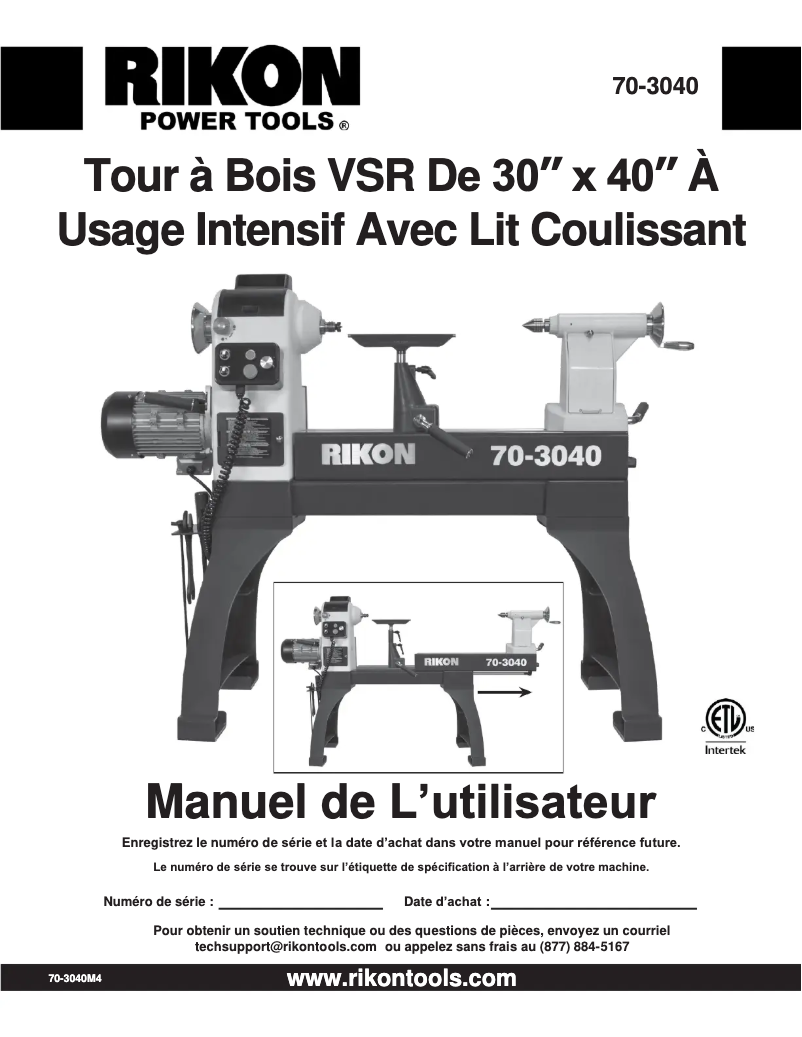 Page 1 de la notice Manuel utilisateur RIKON 70-3040