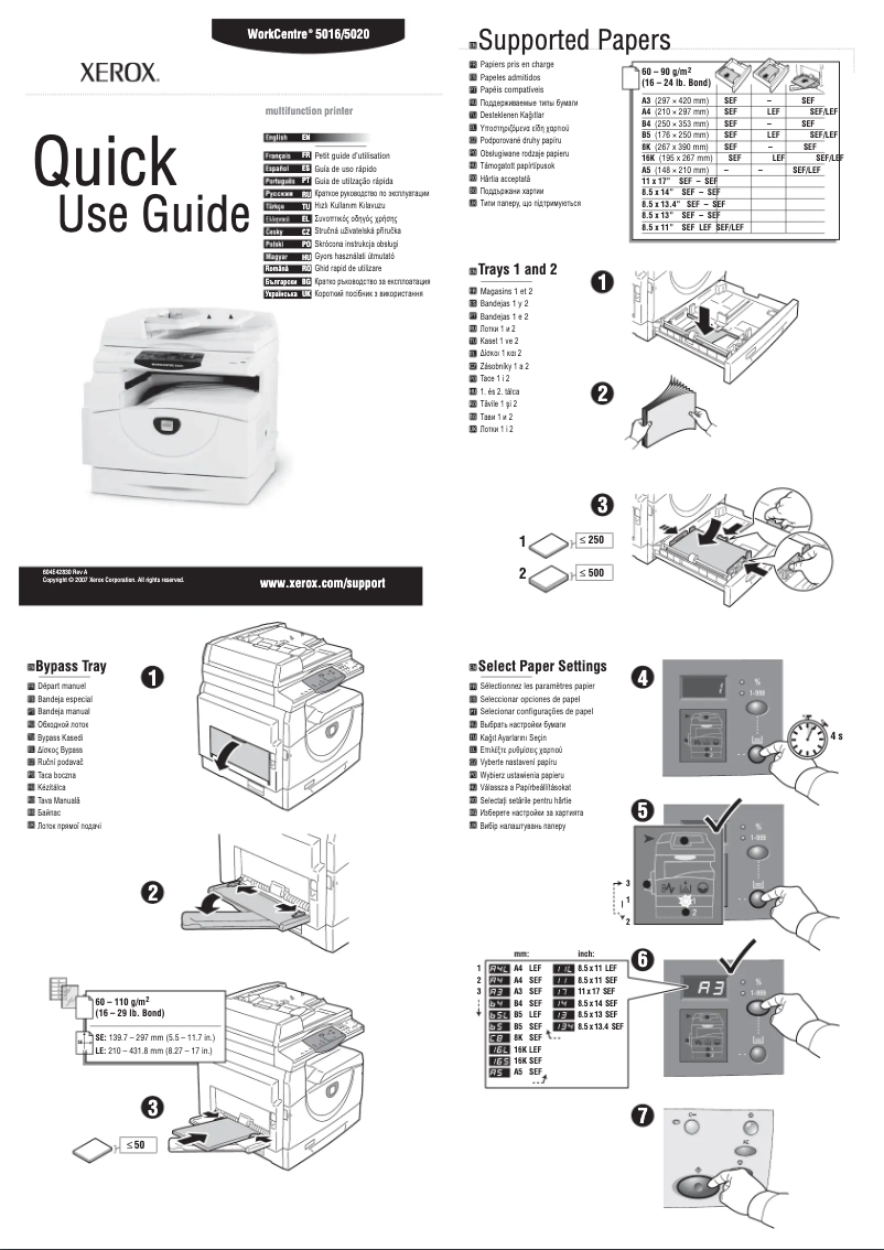 Page 1 de la notice Manuel utilisateur Xerox WorkCentre 5016