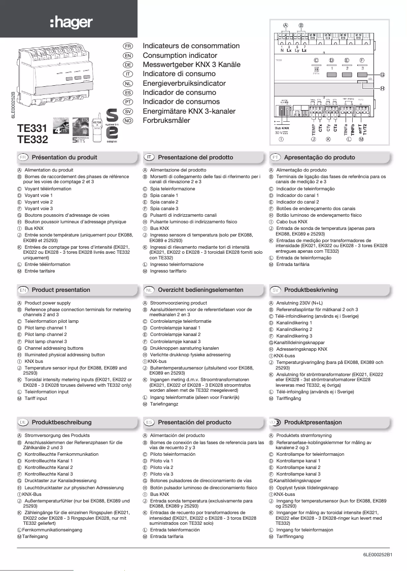 Page n°1 - Manuel utilisateur Hager TE331