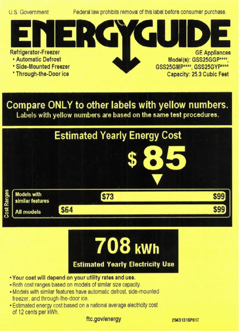 Página 1 del manual Etiqueta energética GE GSS25GMPES