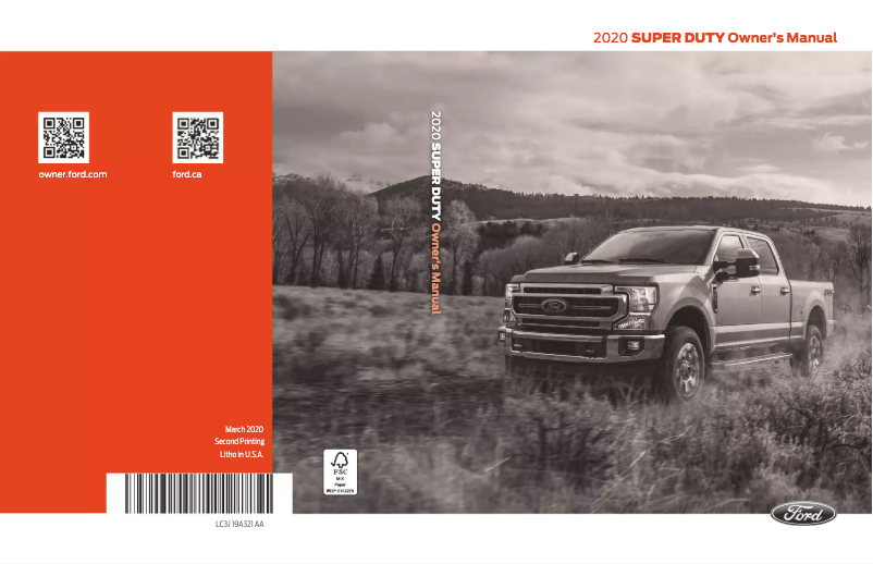 Image de la première page du manuel de l'appareil F-250 Super Duty (2020)