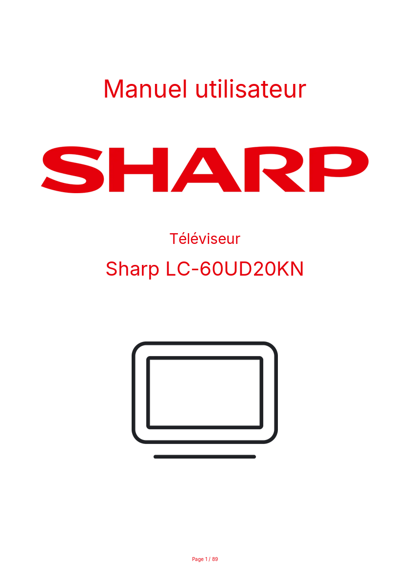 Image de la première page du manuel de l'appareil LC-60UD20KN