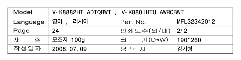 Image de la première page du manuel de l'appareil V-K8801HTU