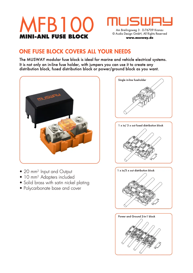 Page 1 de la notice Manuel utilisateur Musway MFB100