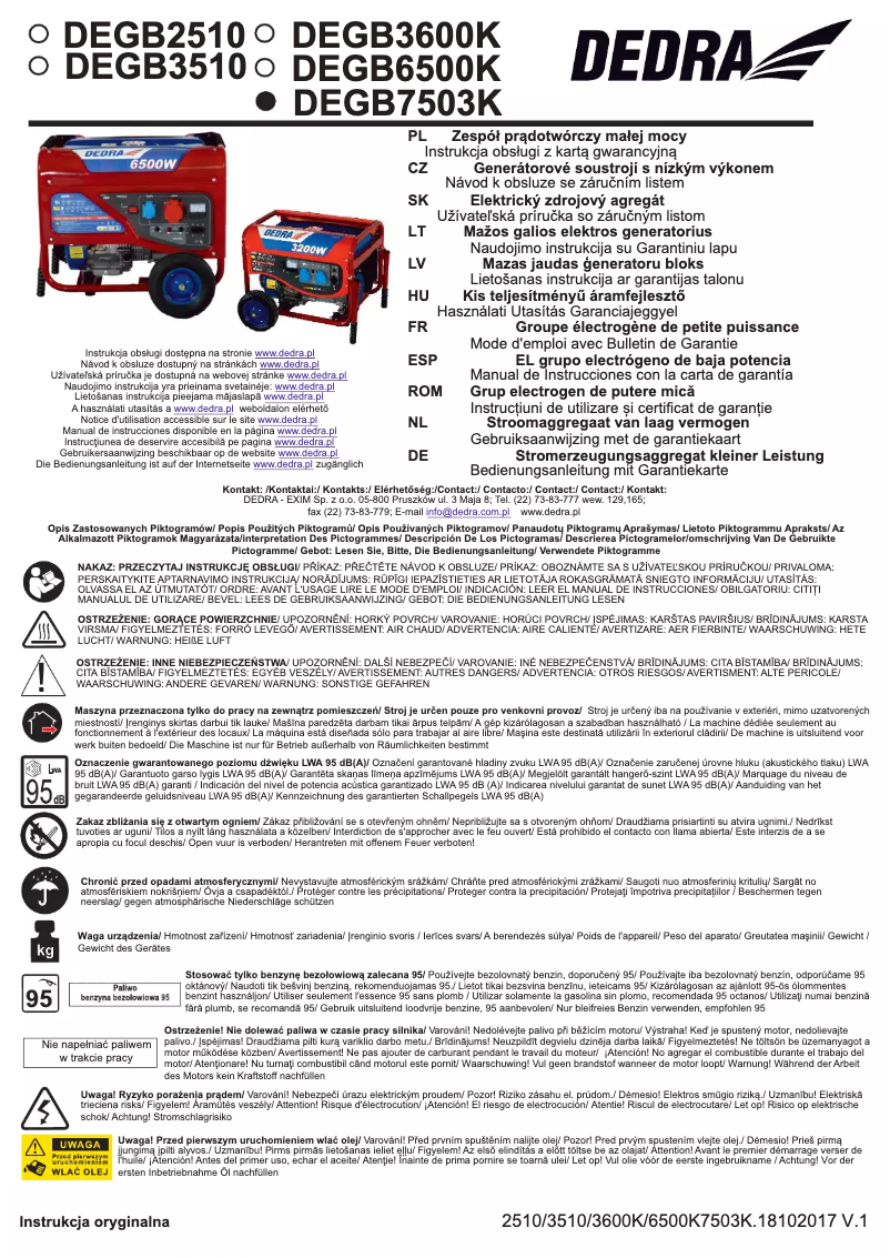 Image de la première page du manuel de l'appareil DEGB7503K