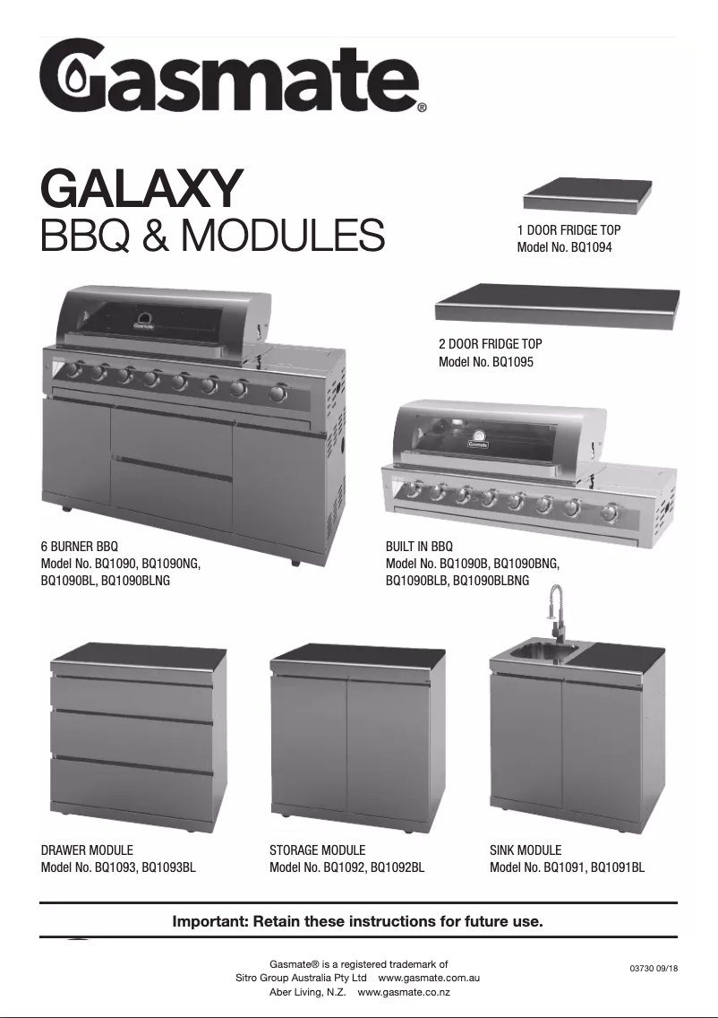 Image de la première page du manuel de l'appareil Galaxy BQ1090