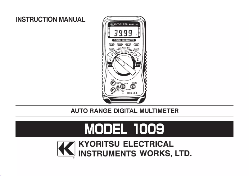 Page 1 de la notice Manuel utilisateur Kyoritsu 1009