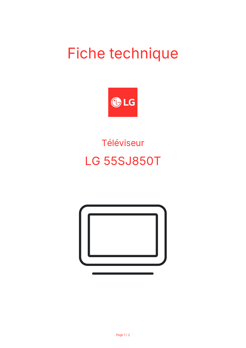 Page n°1 - Fiche technique LG 55SJ850T