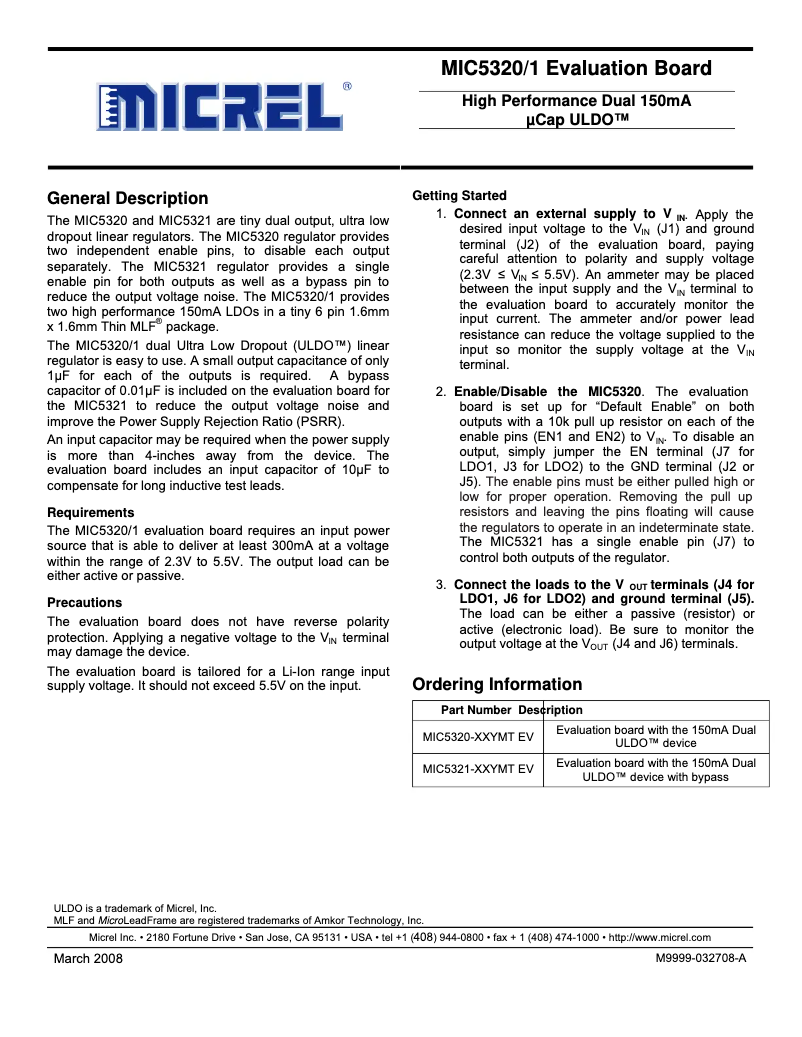 Imagen de la primera página del manual del dispositivo MIC5320/1