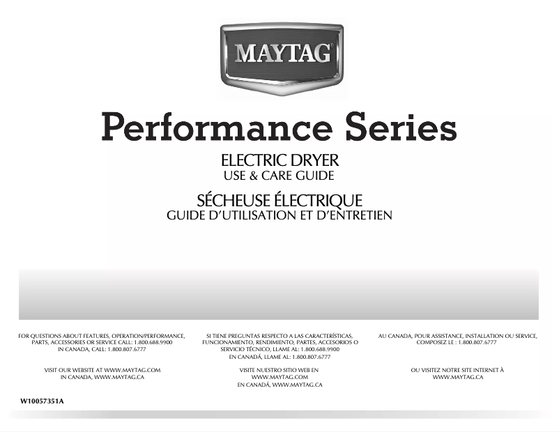 Page 1 de la notice Manuel utilisateur Maytag Performance YMEDE500VW