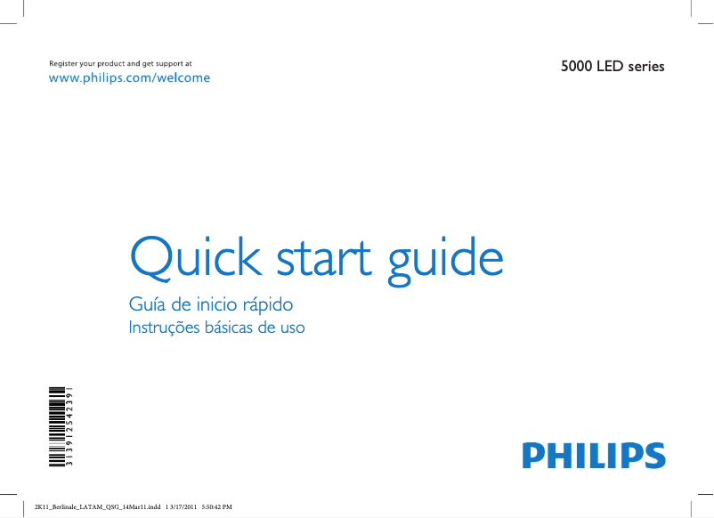 Page 1 de la notice Guide de démarrage rapide Philips 40PFL5606D