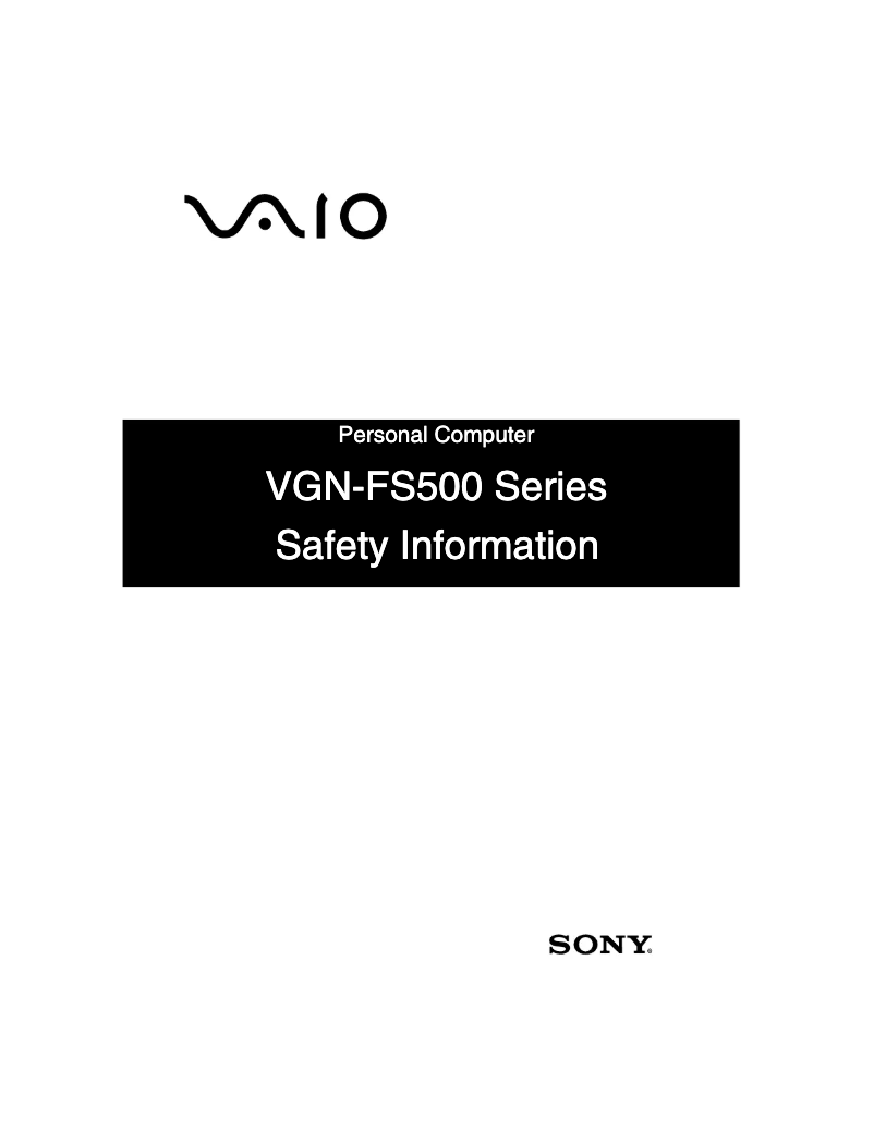 Page 1 de la notice Instructions de sécurité Sony Vaio VGN-FS500P02