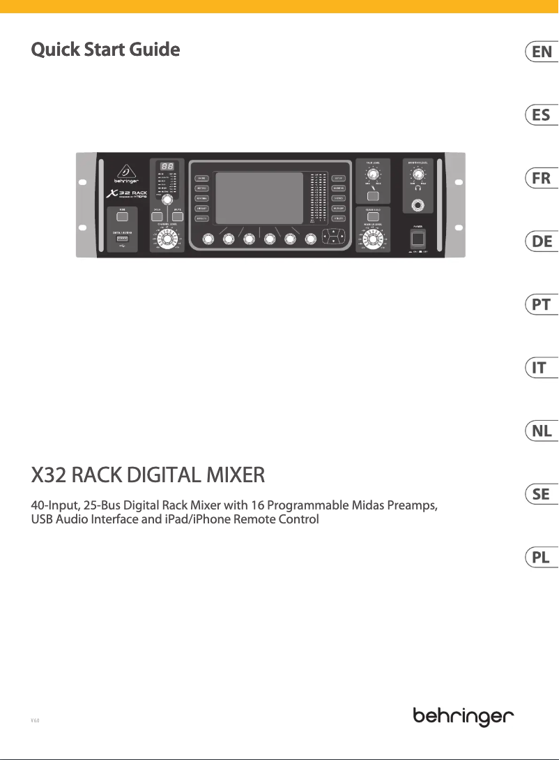 Page n°1 - Guide de démarrage rapide Behringer X32 Rack