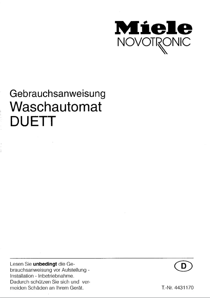 Page n°1 - Manuel utilisateur Miele Duett