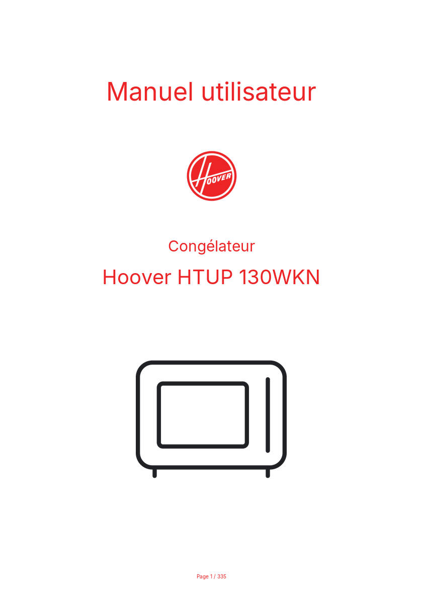 Image de la première page du manuel de l'appareil HTUP 130WKN