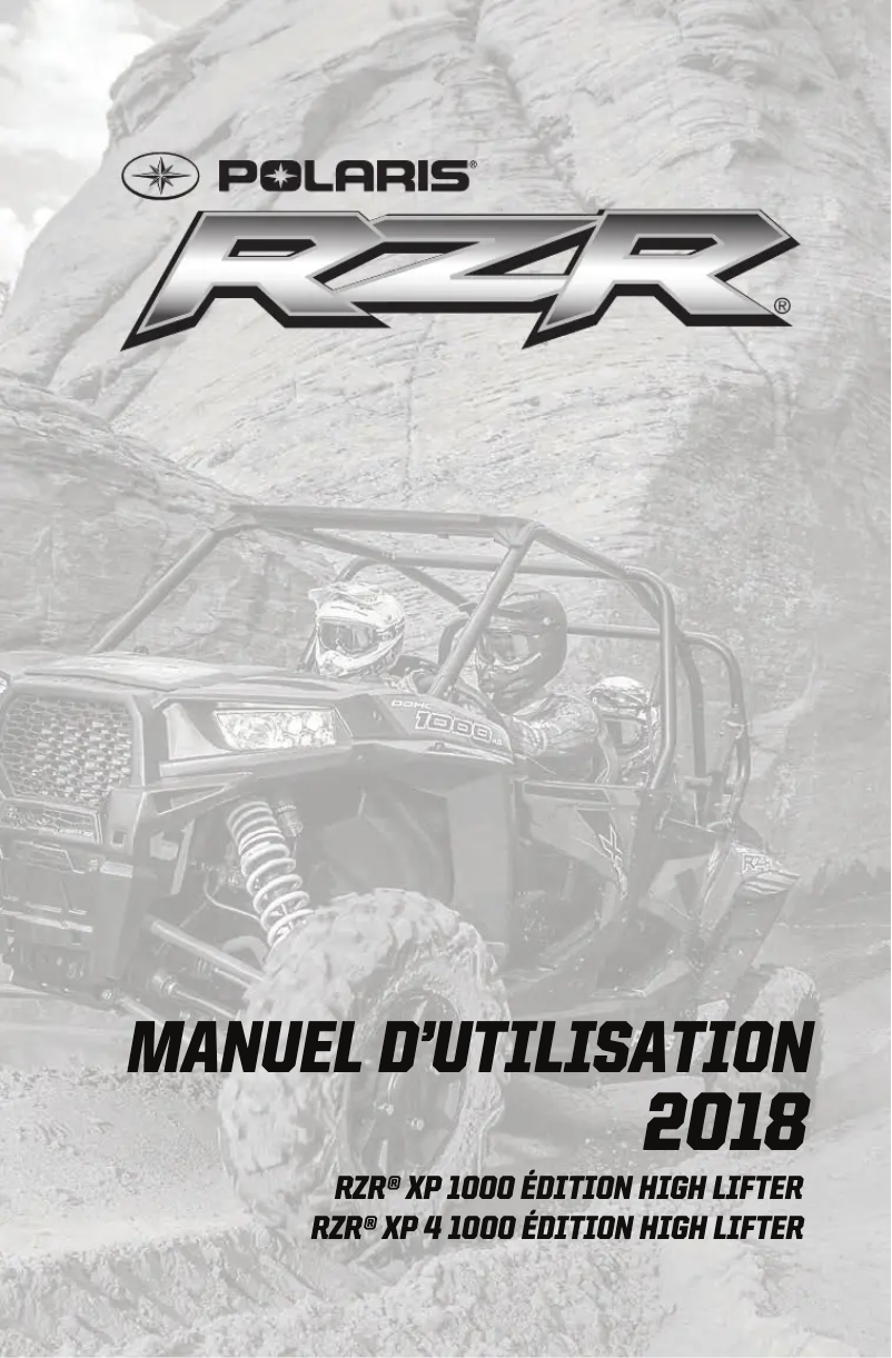 Page 1 de la notice Manuel utilisateur Polaris RZR XP 1000 High Lifter (2018)