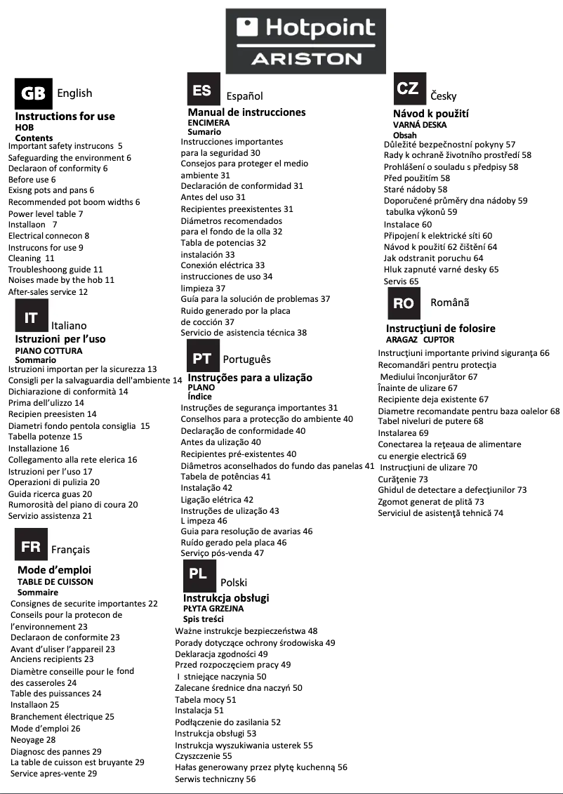 Page 1 of the manual User Manual Hotpoint KIS 740 B