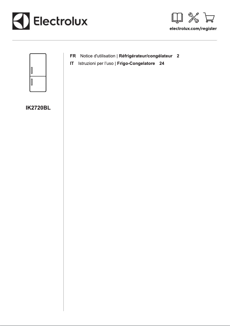 Page 1 de la notice Manuel utilisateur Electrolux IK2720BL