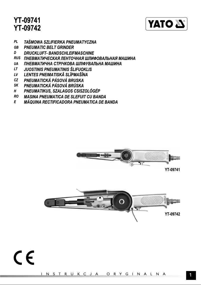 Page n°1 - Manuel utilisateur Yato YT-09742