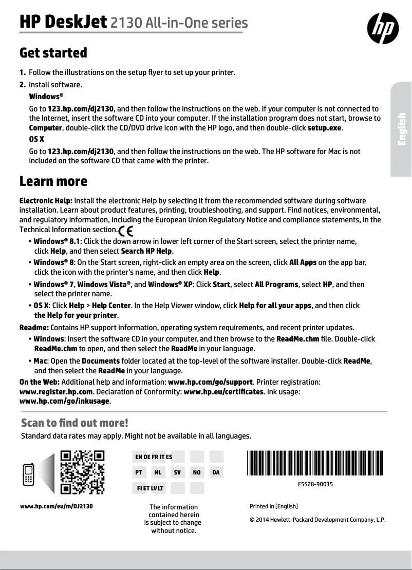 Page 1 de la notice Manuel utilisateur HP DeskJet 2132