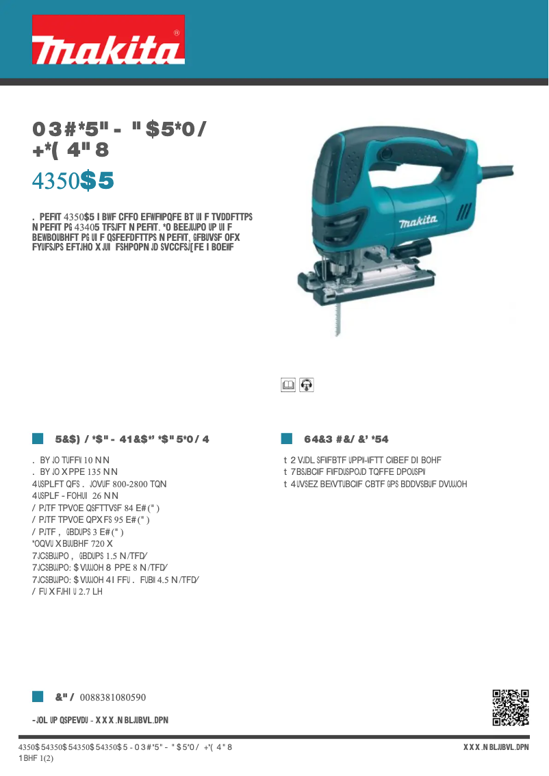 Page 1 de la notice Fiche technique Makita 4350CT