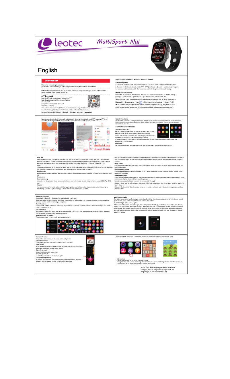 Page 1 de la notice Manuel utilisateur Leotec MultiSport Nui