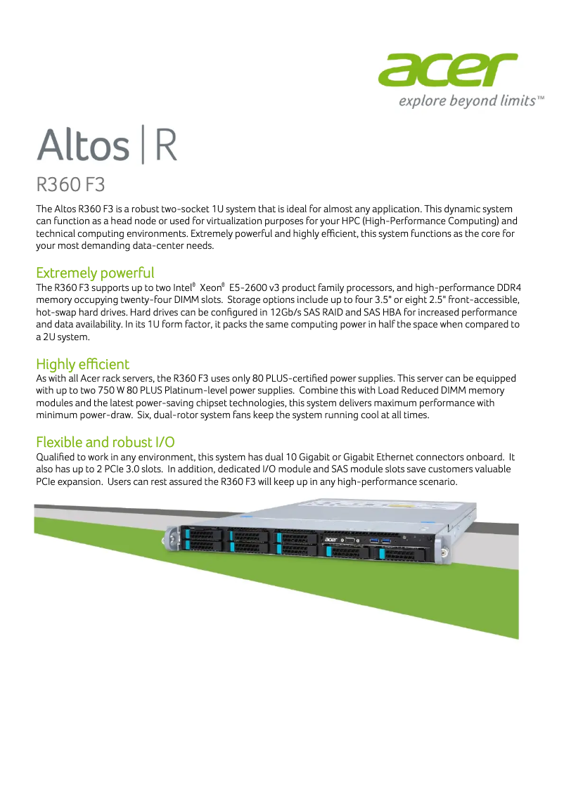 Image de la première page du manuel de l'appareil Altos R360 F3