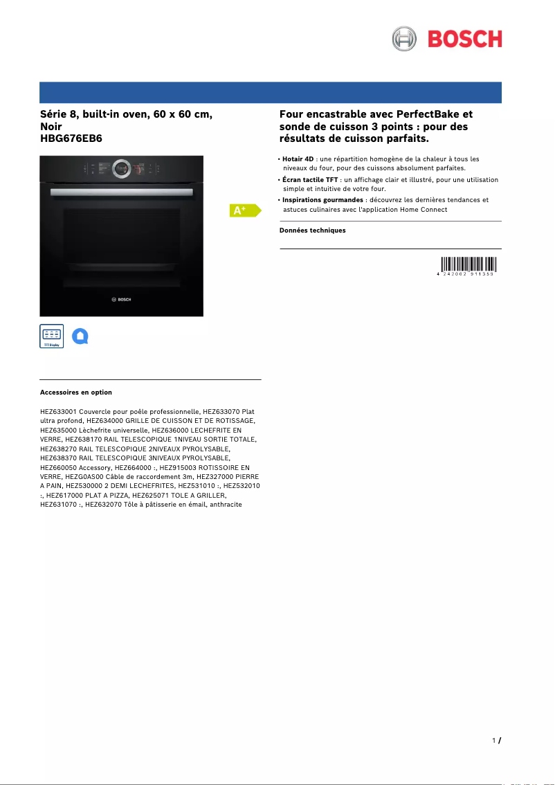 Image de la première page du manuel de l'appareil HBG676EB6