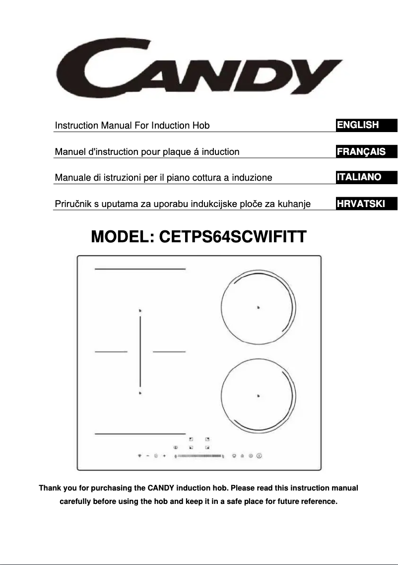 Page 1 de la notice Manuel utilisateur Candy CETPS64SCWIFITT