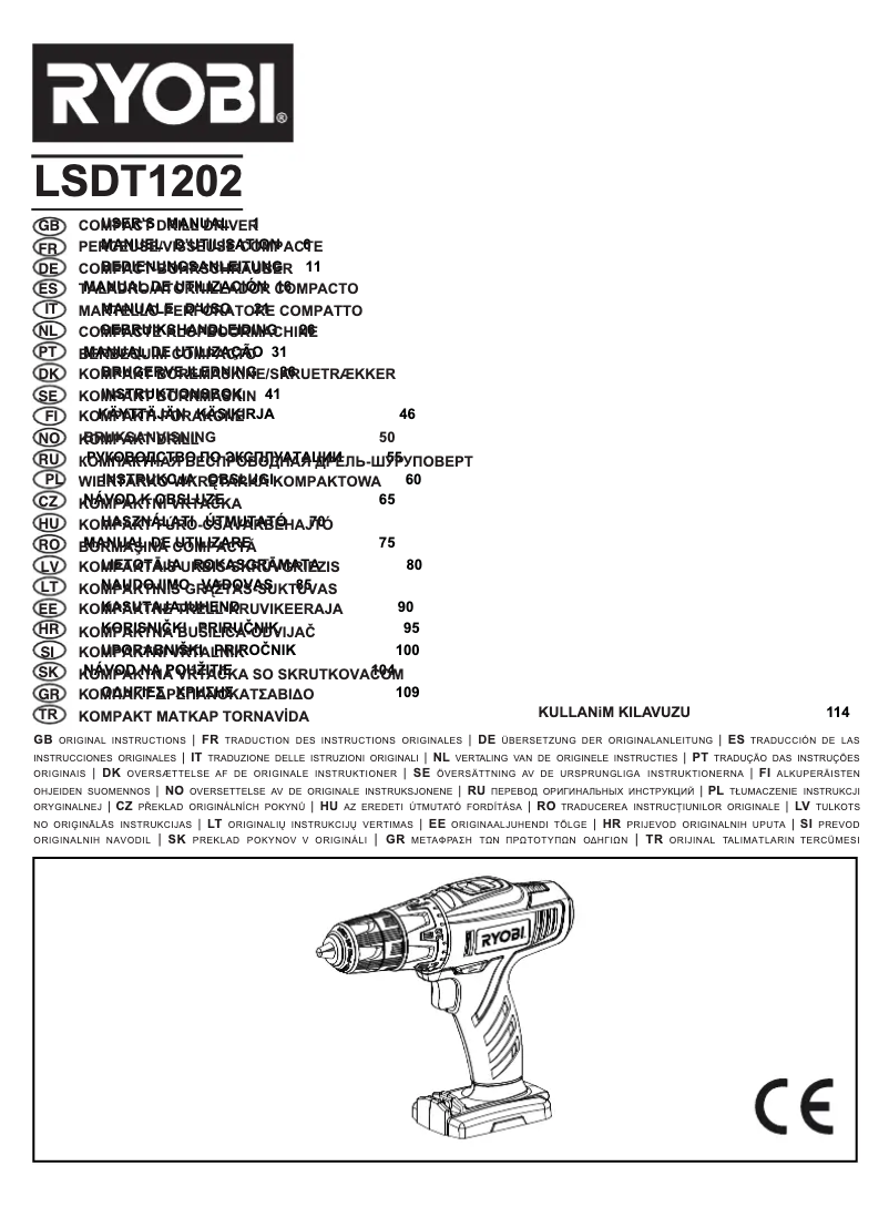 Página 1 del manual Manual de usuario RYOBI LSDT1202